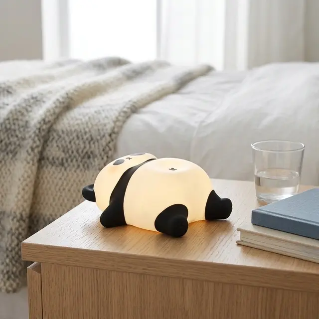 Panda sovende LED oppladbar bordlampe 16,4cm RGB