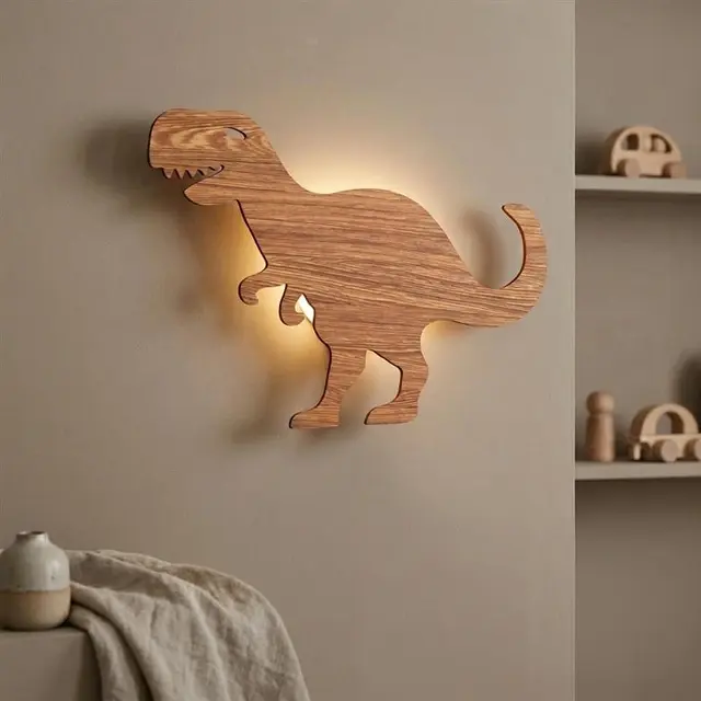 Rex Dinosaur LED vegglampe 33cm brun