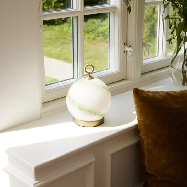 Stockholm oppladbar bordlampe 15cm marble green