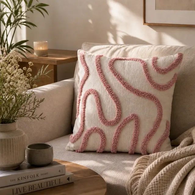 Putetrekk mønster 45cm rosa
