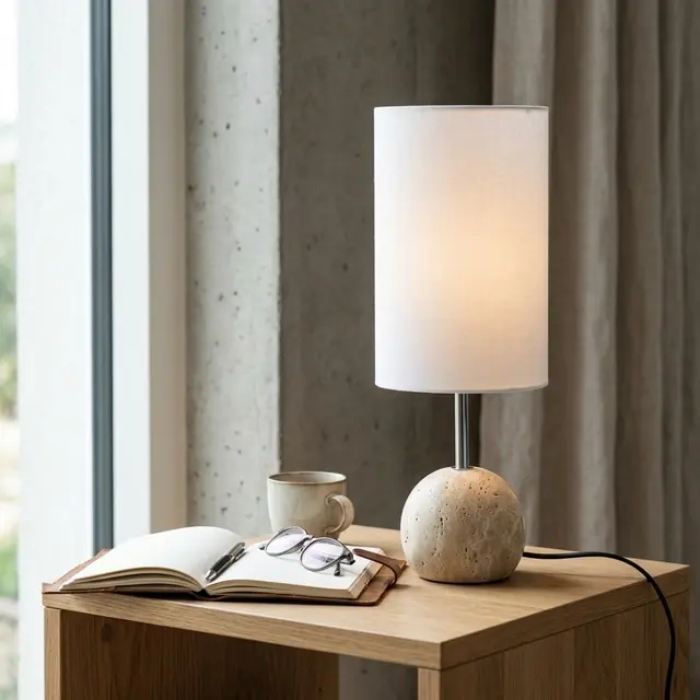 Milla bordlampe 53cm travertine/hvit