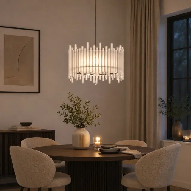 Venice slim taklampe 55cm hvit/krom