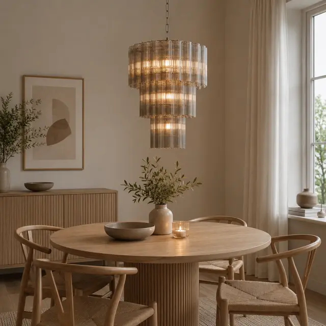 Venice taklampe lysekrone 50cm brun