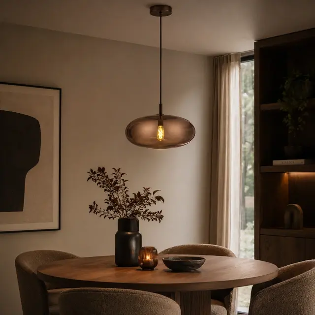 Leana oval taklampe 39cm brun