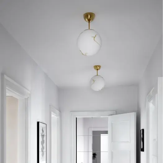Bellagio plafond taklampe 25cm messing/hvit