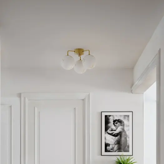 Bellagio plafond taklampe 3lys 50cm messing/hvit