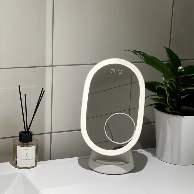 Sminkespeil LED med stativ 41,5cm hvit