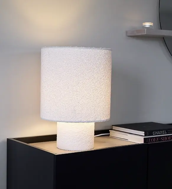 Bouclè bordlampe 42cm beige