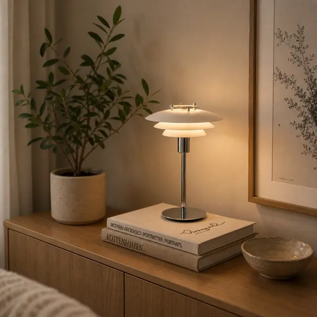 Joakim bordlampe 30cm hvit/krom