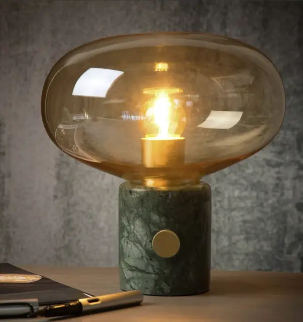 Charlize bordlampe 24cm marmor grønn