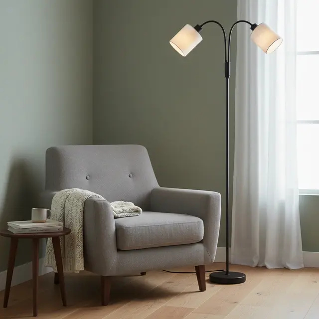 Felicia Duo gulvlampe uten skjermer 2lys 150cm sort