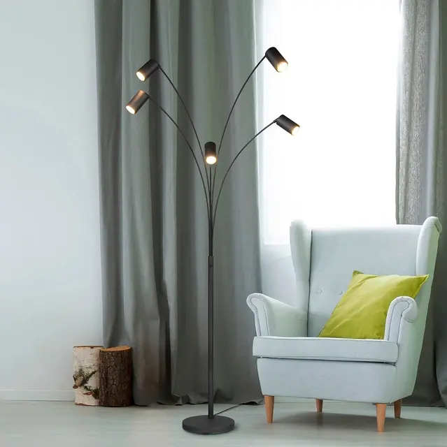 Marley gulvlampe 5lys 200cm sort