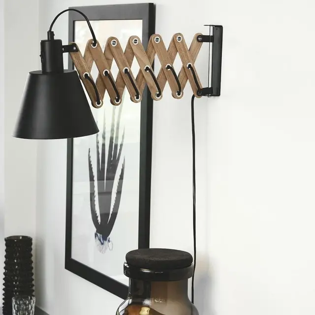 Vintage vegglampe 13cm sort