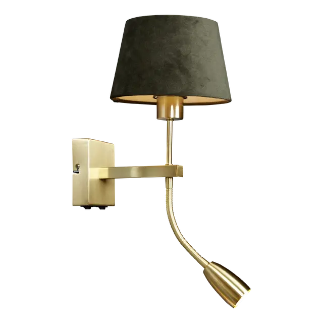 Mango vegglampe m/lesearm 40cm messing