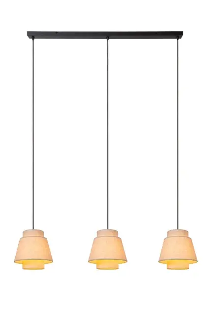 Tribute taklampe rekke 3lys 120cm beige