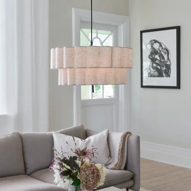 Flower taklampe 55cm beige