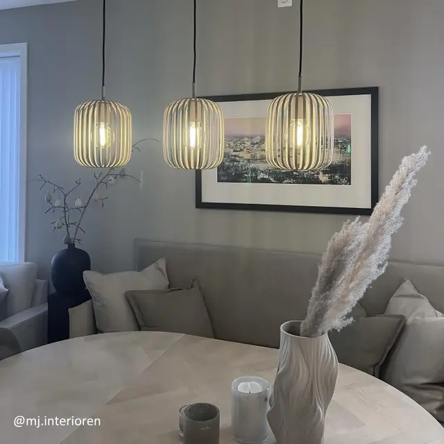 Romazzina taklampe rekke 3lys beige
