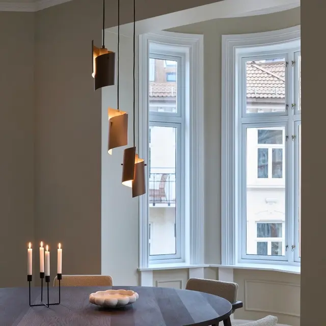 Curve taklampe rondell 3lys 33cm flerfarget