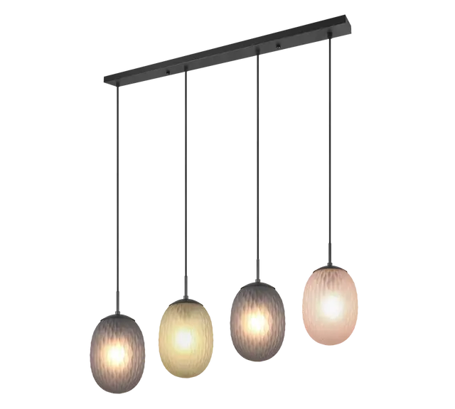 Facette taklampe rekke 4lys 116cm flerfarget