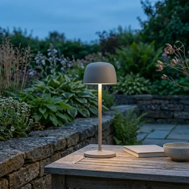 Mars LED oppladbar utelampe bord IP65 28cm beige