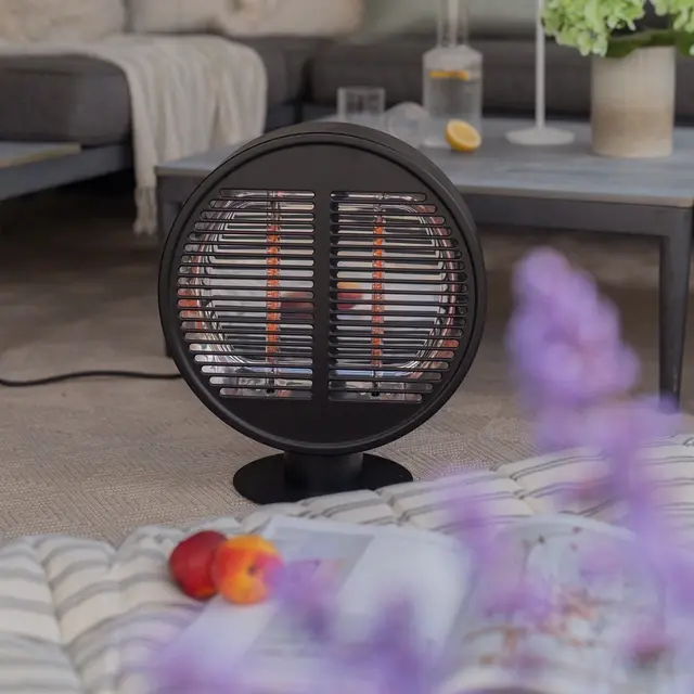 Terrassevarmer rund 1000W IP54 40cm sort