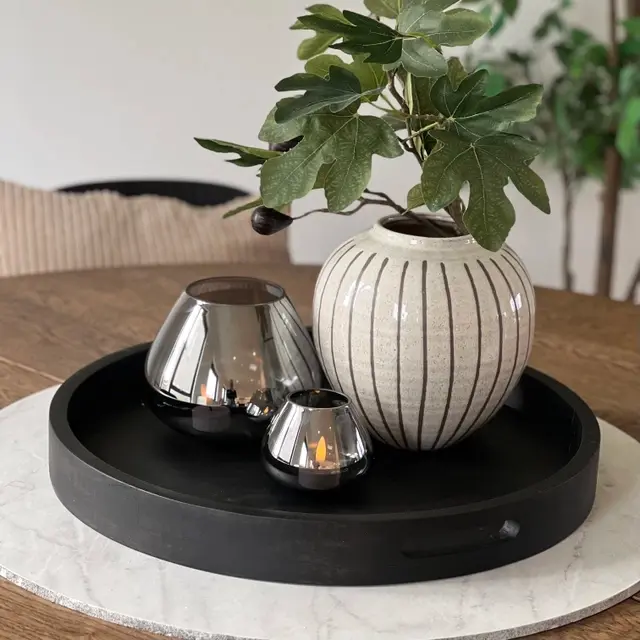 Lysfat i treverk 50cm sort