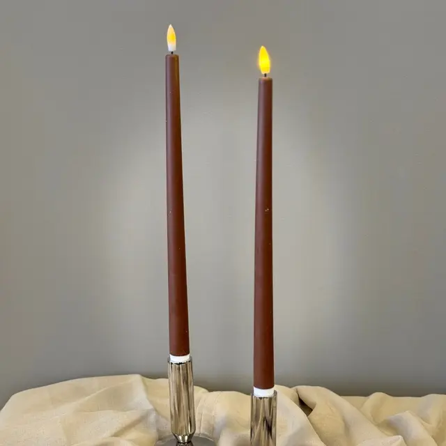 LED Kronelys Long 2pk. brun
