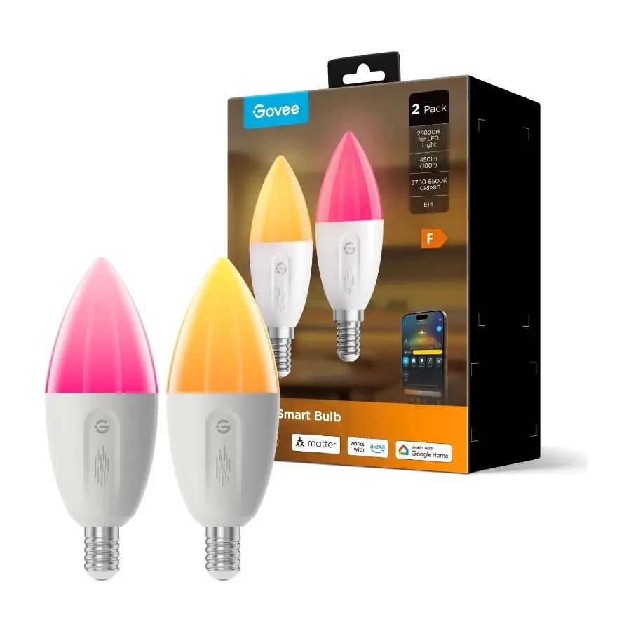 Govee Smart E14 WIFI+BT smart lyspære, 2-pakk