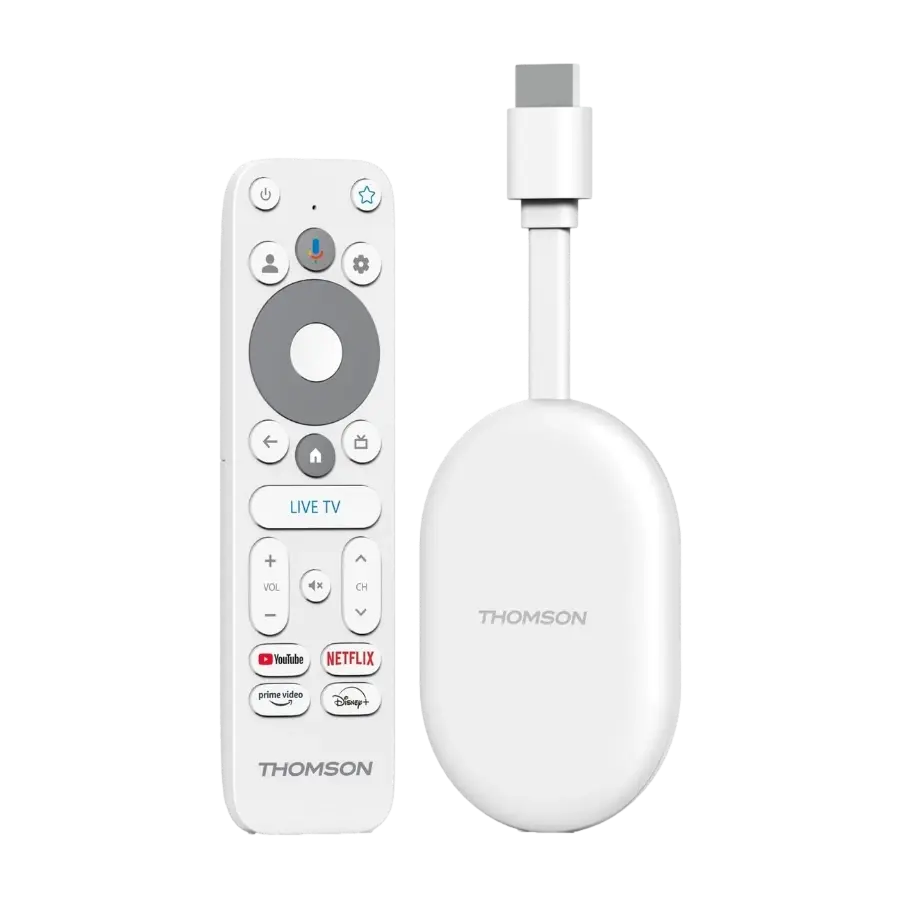 Thomson 152 Go Cast strømmedongle, 4K Google TV, hvit