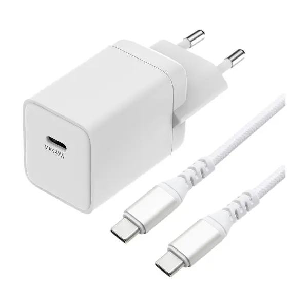 Dacota Platinum GaN lader Kit USB-C 45 W 2 M, hvit