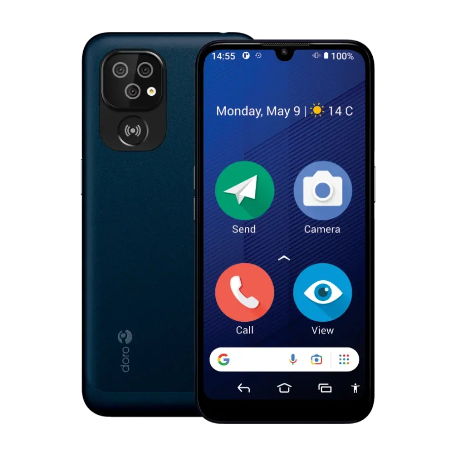 Doro 8210 4/64 GB smarttelefon, mørkeblå (lader følger ikke med)