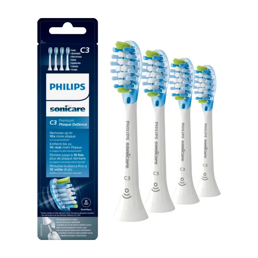 Philips HX9044/17 Sonicare Premium Plaque Defence børstehoder, hvit, 4-pack