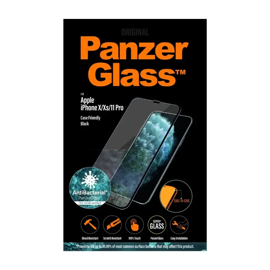 PanzerGlass iPhone X/XS/11 Pro Case Friendly skjermbeskytter, svart