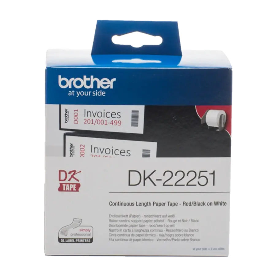 Brother Dk-22251 Etikettlagingsbånd svart og rød På, hvit