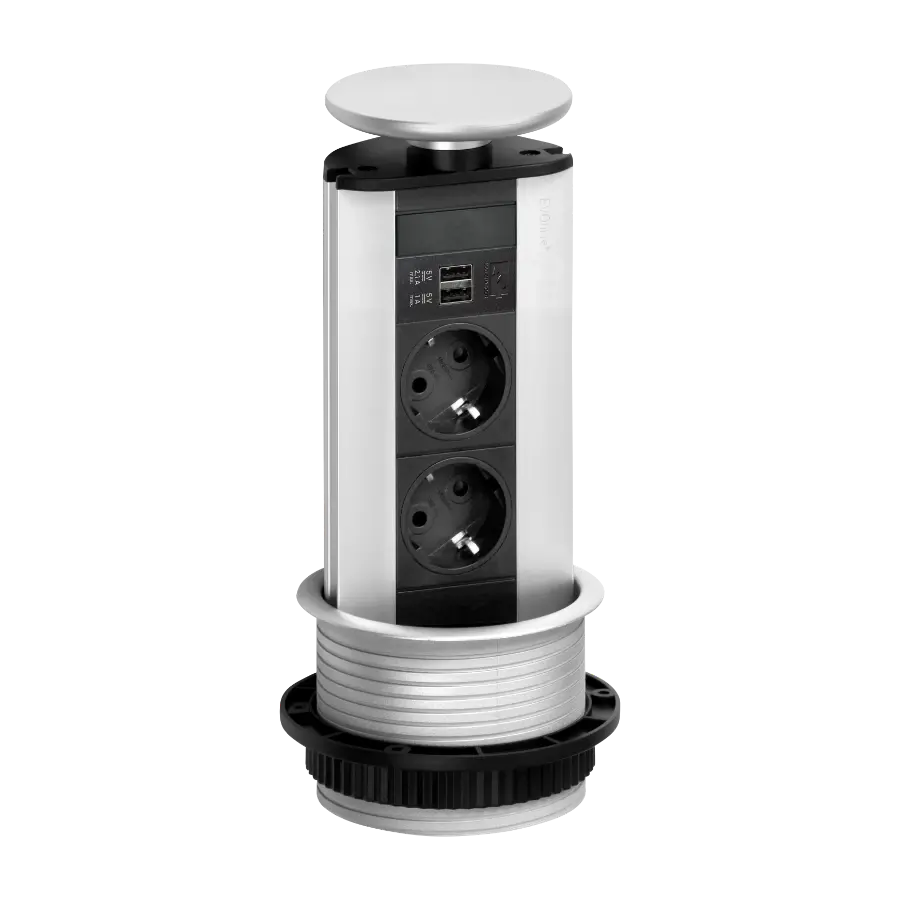 EVOline Port 2 X stikkontakt 2 X USB, sølv