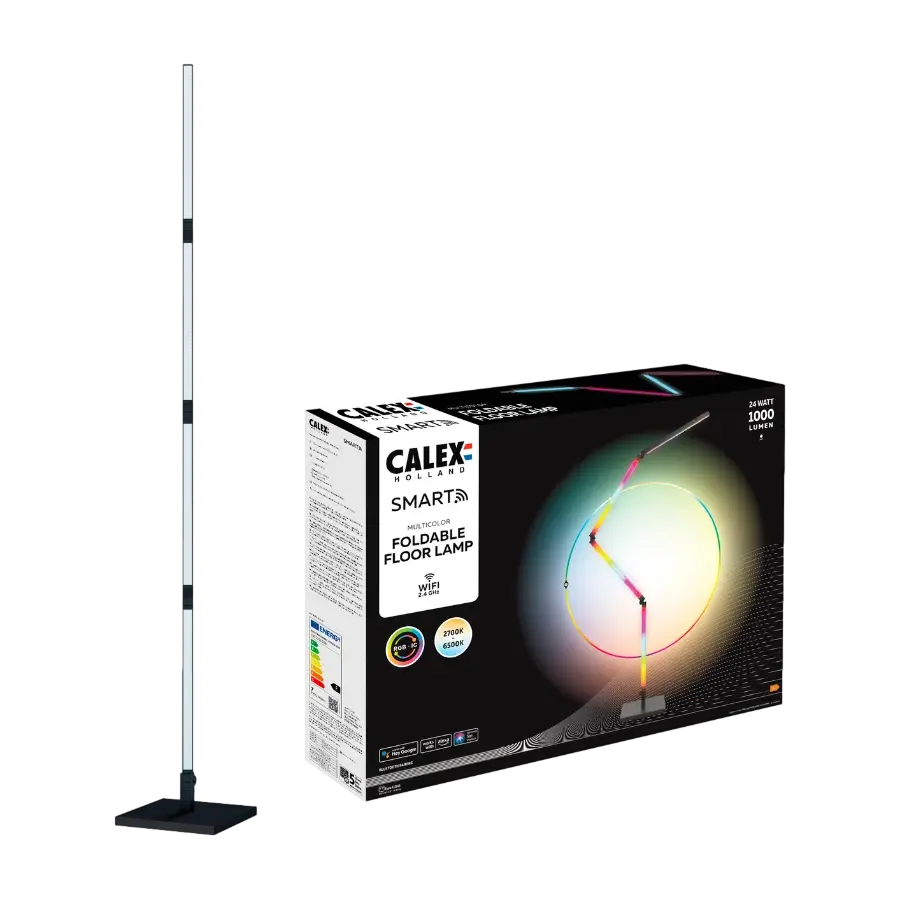 Calex Smart Sammenleggbar, gulvlampe RGBW