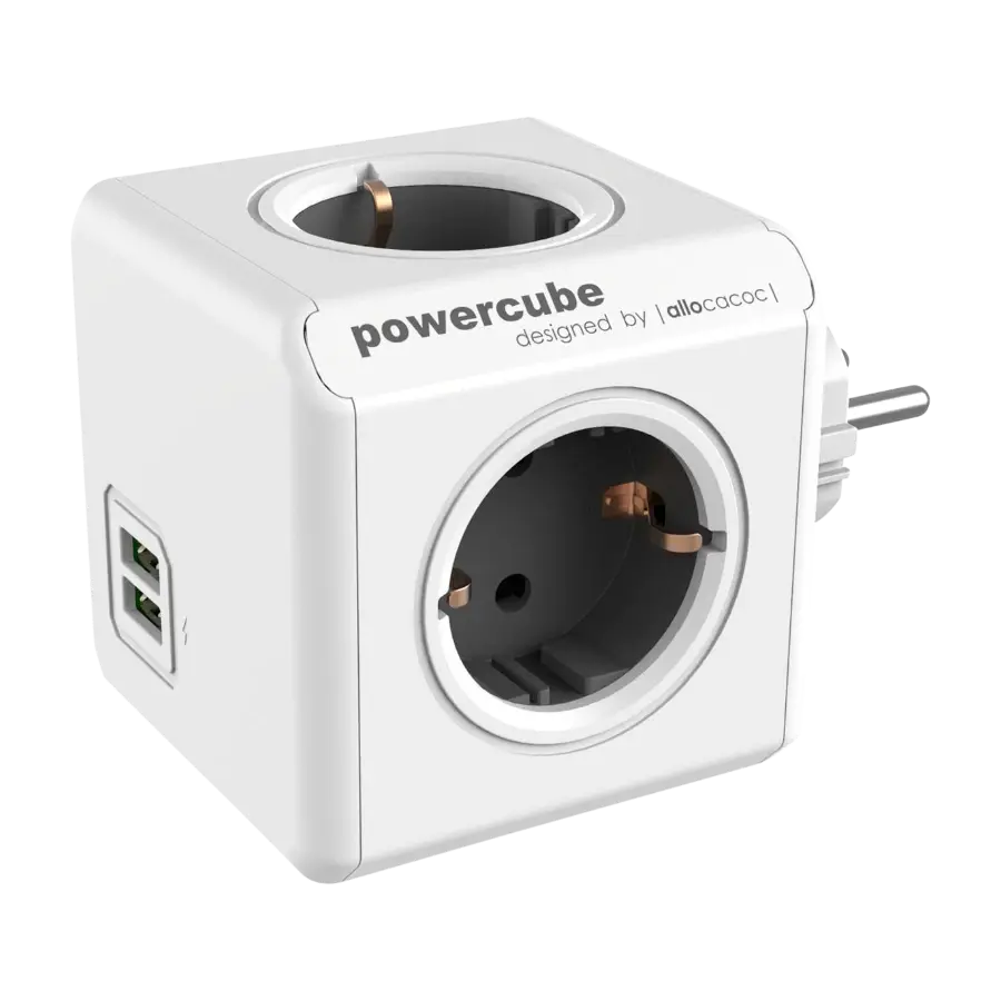 Allocacoc Powercube Original USB Grenuttak, grå