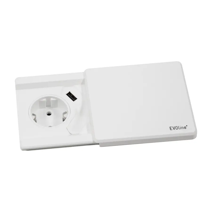 EVOline SQUARE80 1X stikkontakt 1 X USB, hvit