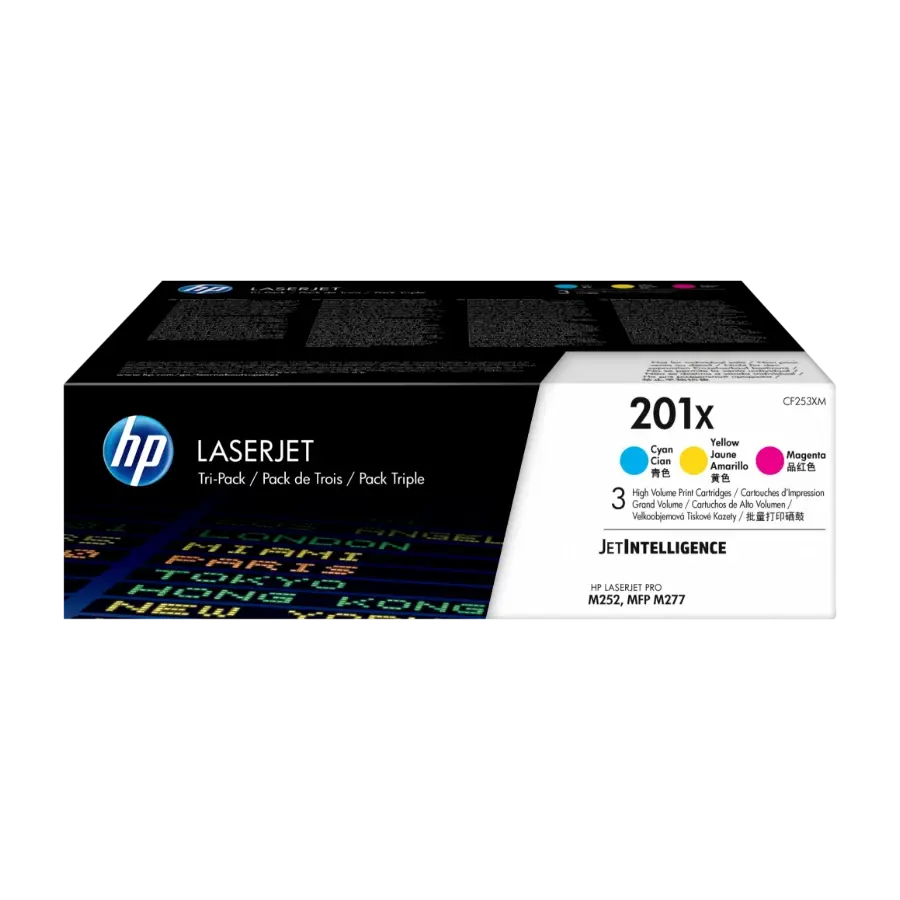 HP 201X 3 Stykker Original cyan, Fiolblå, gult cf253xm