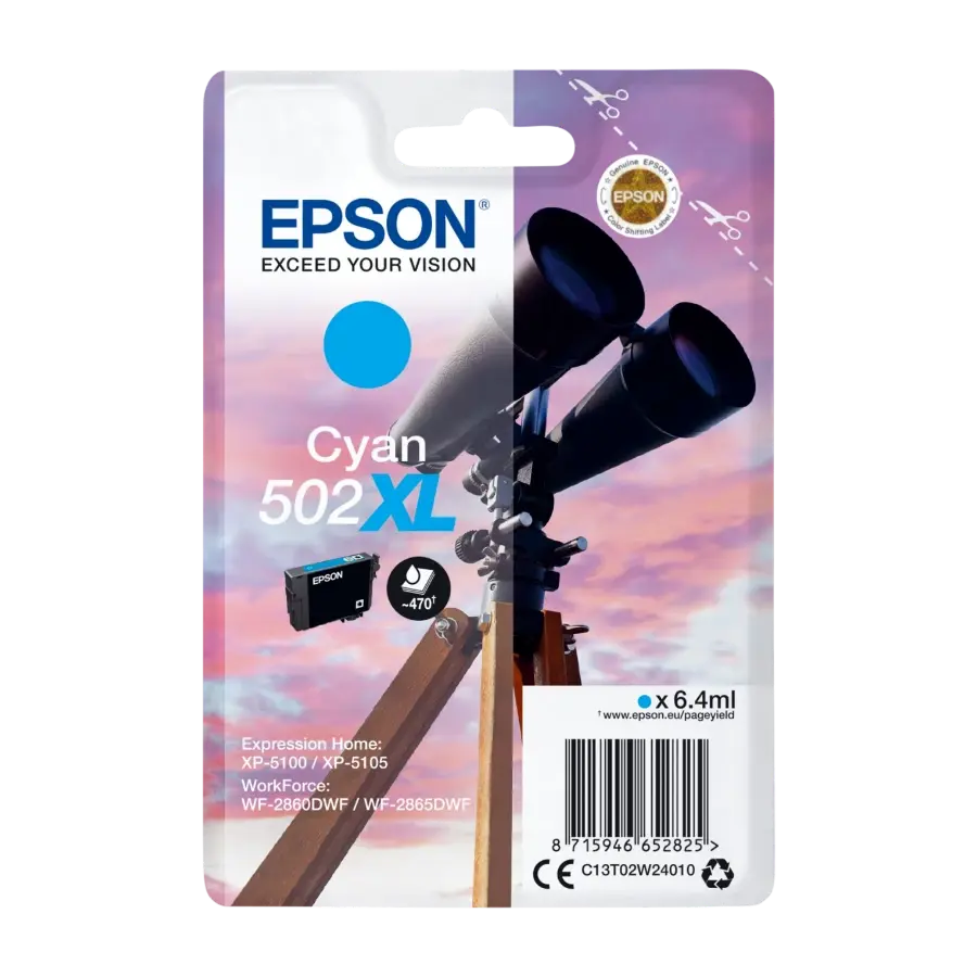 Epson 502Xl, cyan enkeltpakke