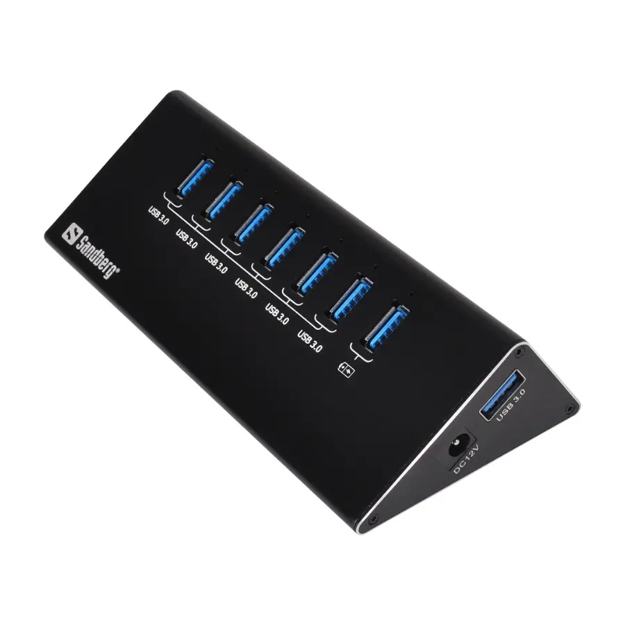 Sandberg USB 3.0 Hub 6+1 Ports USB 3.2 Gen 1 (3.1 Gen 1) Micro-B 5000 Mbit/S, svart