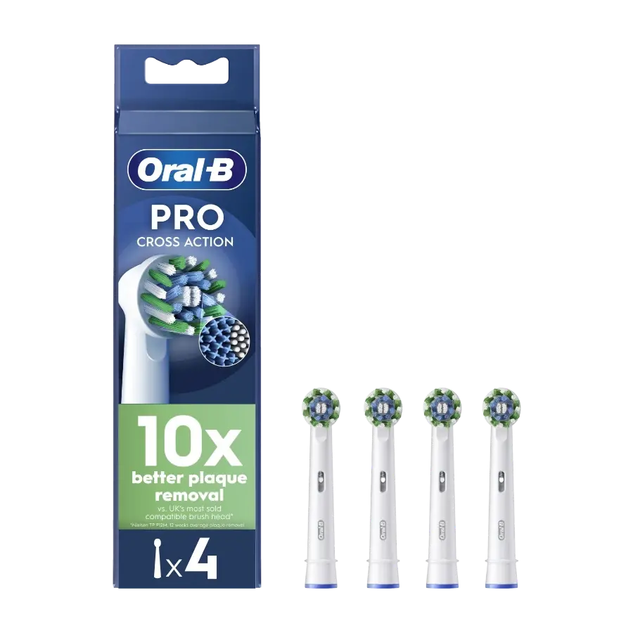 Oral-B CrossAction børstehoder 4 pk, hvit