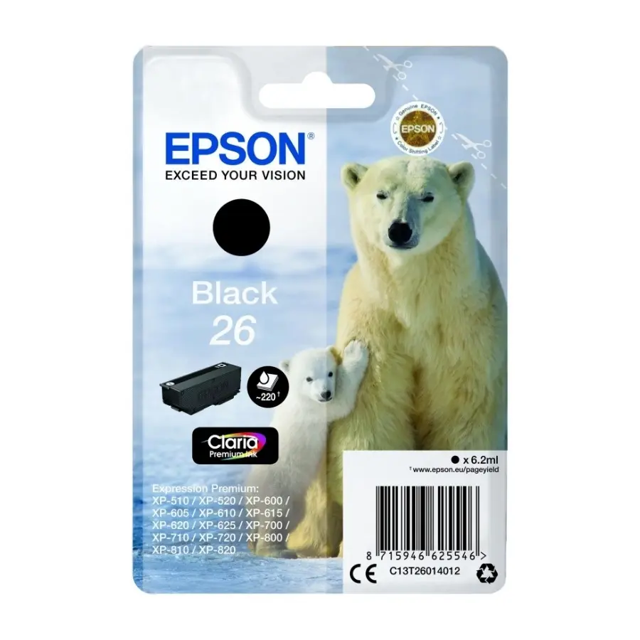 Epson Polar Bear Singlepack, black 26 Claria Premium ink
