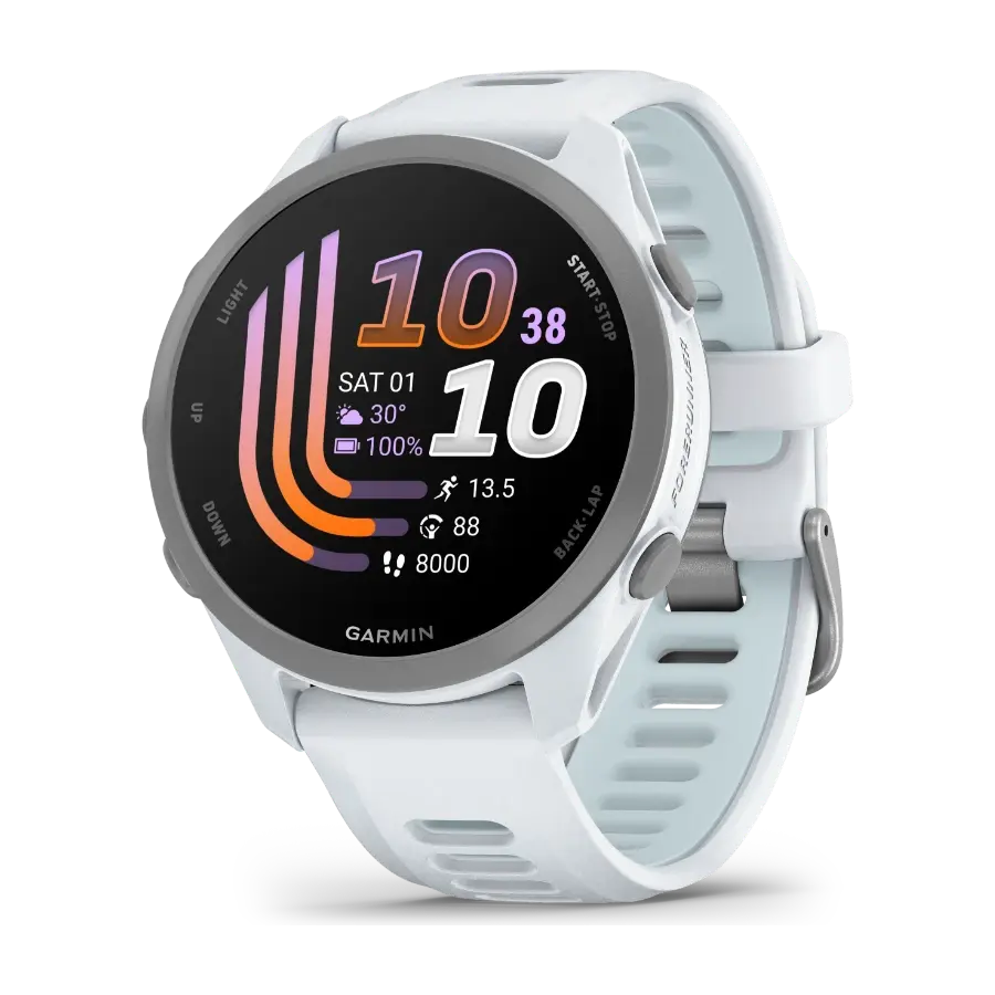 Garmin Forerunner 170 GPS-løpeklokke, hvit/blå 42,6 mm