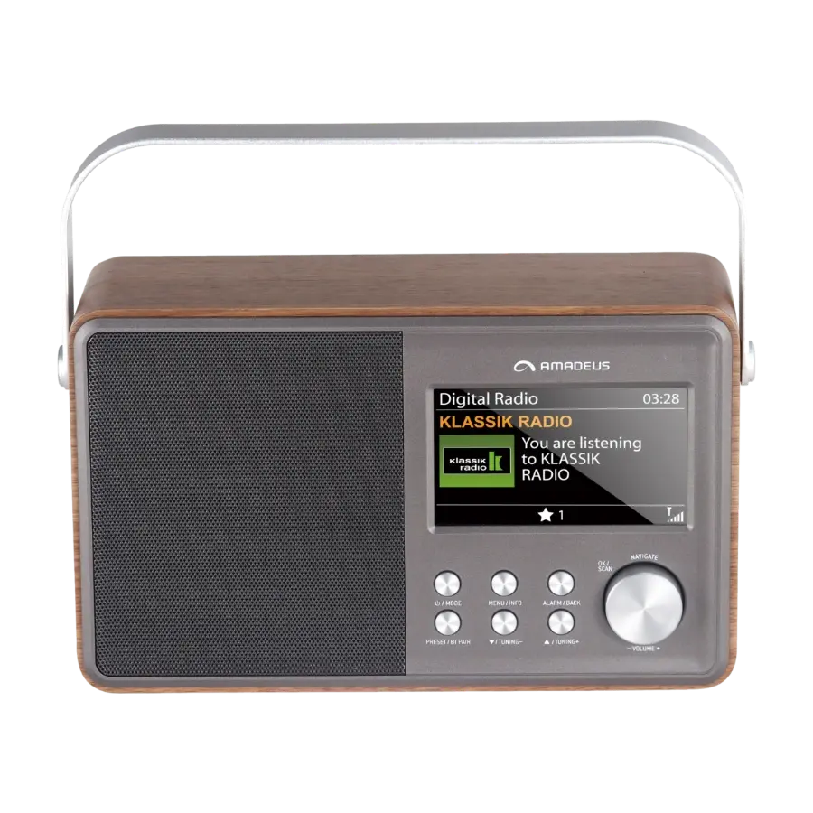 Amadeus Cornetto L bærbar DAB+-radio, valnøtt