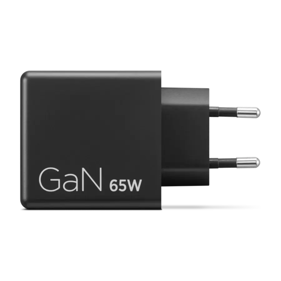 Lenovo Dobbel USB-C GaN lader for bærbar PC 65 W, svart