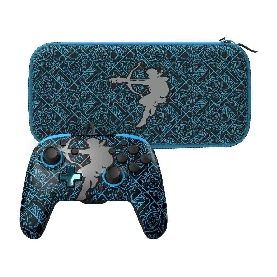 PDP Rematch Glow Controller & Glow Travel Case bundle - Sheikah Shoot