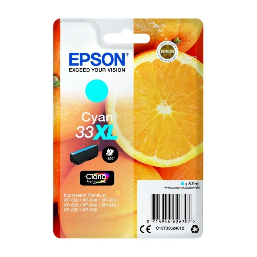 Epson oranges Singlepack, cyan 33Xl Claria Premium ink