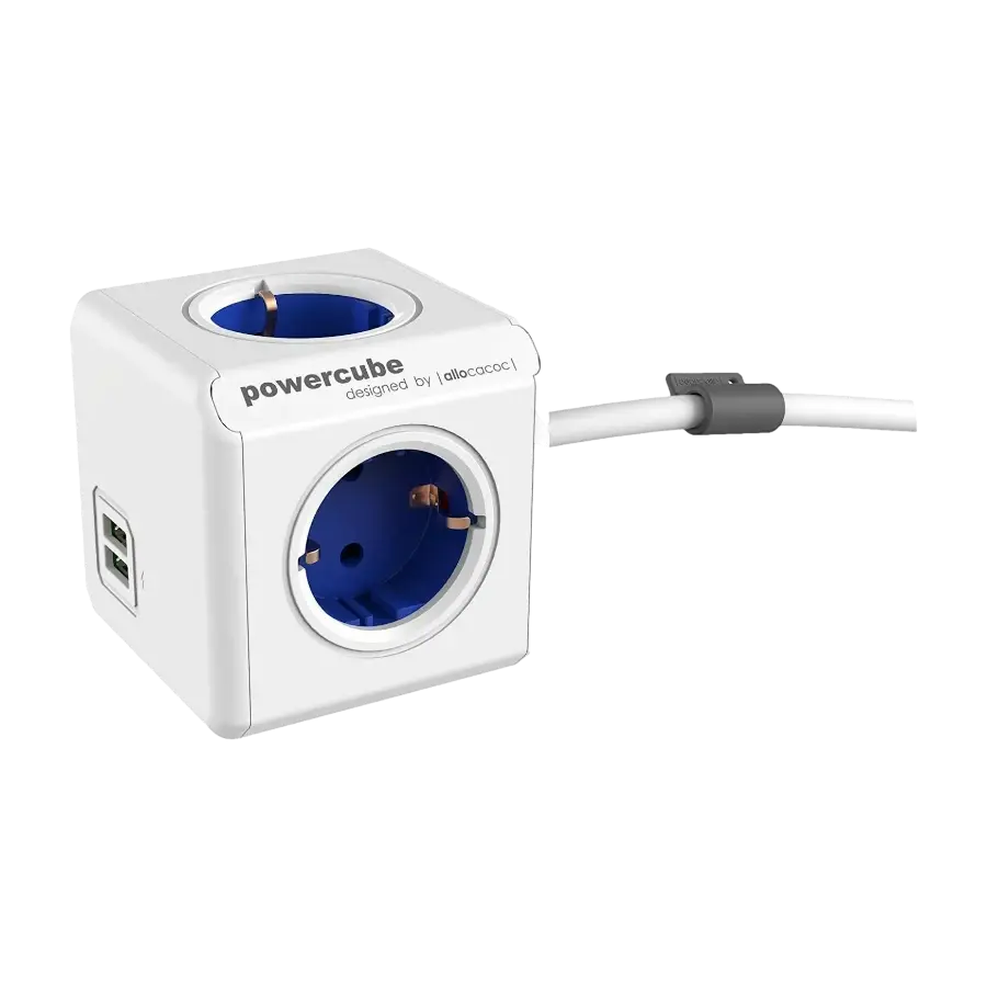 Allocacoc Powercube Extended USB Grenuttak 1,5M, blå