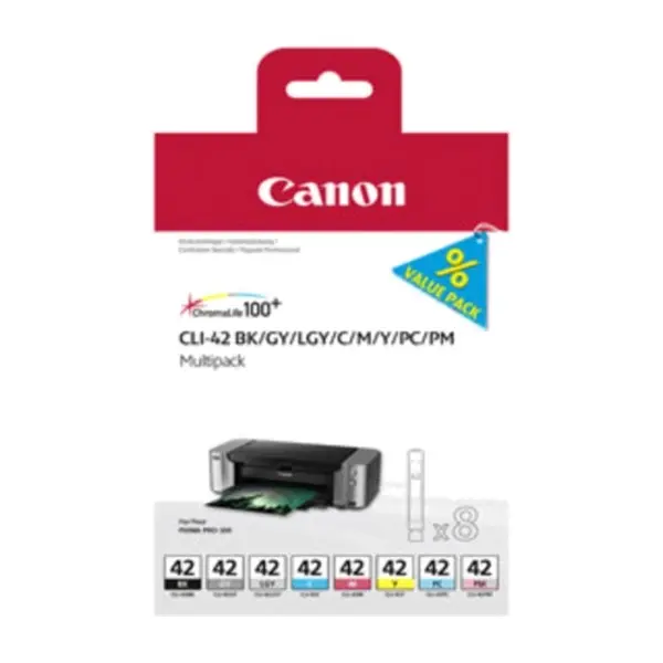 Canon CLI-42BK/Gy/Lgy/C/M/Y/Pc/Pm (8 farger)